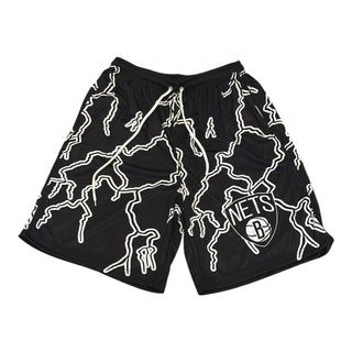 Brooklyn Nets Lightning Shorts w/ Zippered Pockets (Black & White)