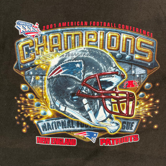 2001 New England Patriots AFC Champions helmet tee size XL