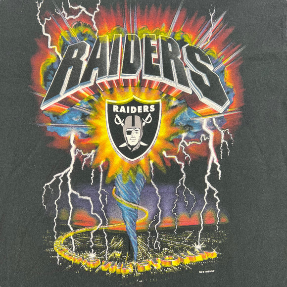 1993 Oakland Raiders Riding The Storm lightning tee size L