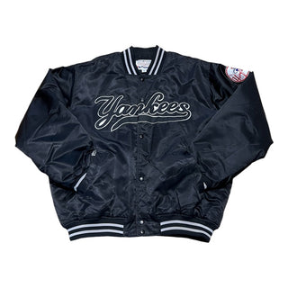 BLACK AND SILVER NY YANKEES SATIN JACKET SZ 2XL