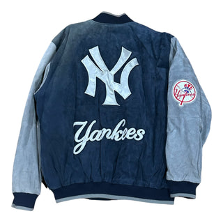 New York Yankees Suede Blue/Grey  Bomber Jacket Sz L