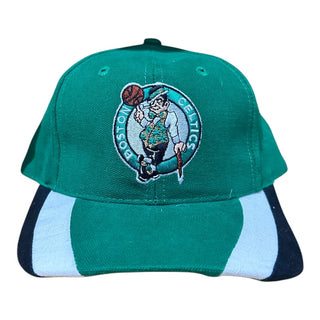 Boston Celtics Plain Logo Striped Brim Snapback