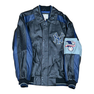 New York Yankees Leather Bomber Jacket Sz L