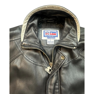 90s Leather Jets Starter Jacket size Large