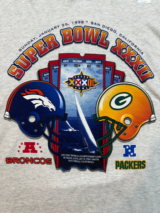 1998 Broncos Packers Super Bowl Tshirt size XL