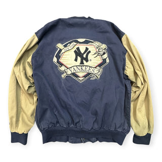 90s Yankees Denim Paisley Varsity Jacket size XL