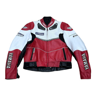 Yamaha Cropped Motorcyle Leather Jacket Sz 44/ L