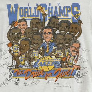 1987 World Champions Los Angels Lakers CaricatureTshiet sz L (234)