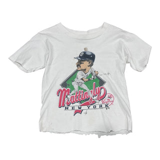 New York Yankees Don Mattingly Caricature Tshirt CROPPED sz S