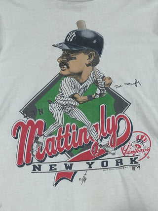 New York Yankees Don Mattingly Caricature Tshirt CROPPED sz S