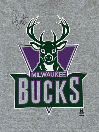 Signed Vin Baker Bucks Tshirt size XL