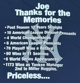 New York Yankees Joe Torre Memories Tshirt Sz XL