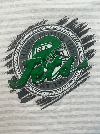 90s Jets Script Striped Tshirt size L