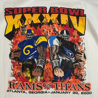 2000 Super Bowl XXXIV 34 Rams vs Titans Super Bowl Tshirt Sz L (NJ)