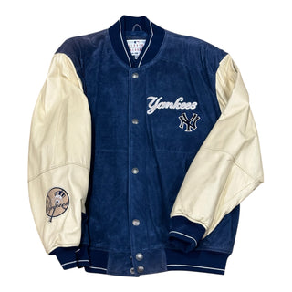 New York Yankees Taupe Sleeve Varsity Jacket Sz L