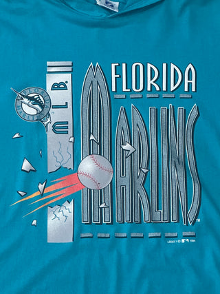 Florida Marlins Line Drive Hooded Tshirt Sz M