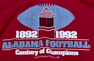 1992 Alabama Football Century of Champions Tshirt Sz XL