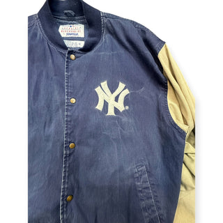 90s Yankees Denim Paisley Varsity Jacket size XL