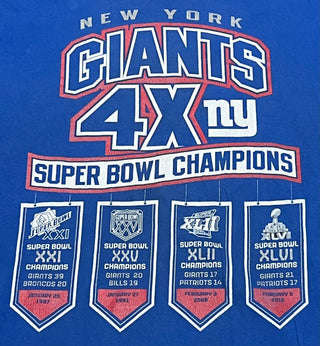 NY GIANTS 4x SUPER BOWL TSHIRT SZ 2XL