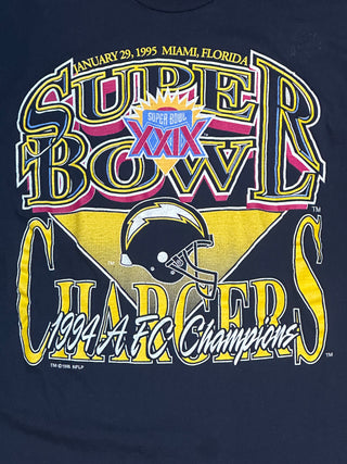 1995 Super Bowl XXIX 29 San Diego Chargers Tshirt Sz L (NJ)