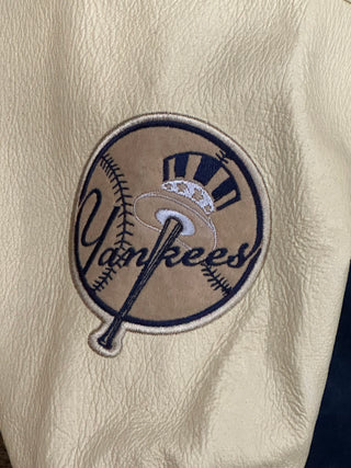 New York Yankees Taupe Sleeve Varsity Jacket Sz L