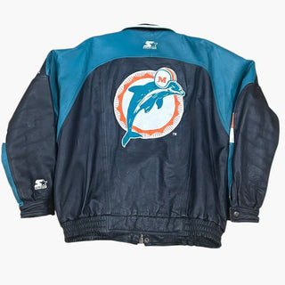 Miami Dolphins Leather Jacket Sz L (nj)