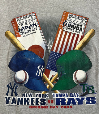 2004 Yankees Rays Opening Day Tshirt Large