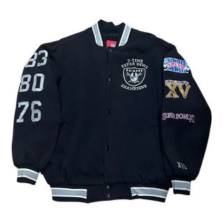 Los Angeles Raiders 3 Time Champions Sweater Jacket Sz M