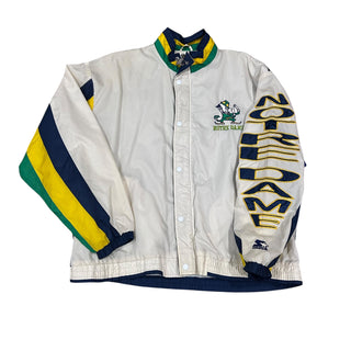 Notre Dame Sleeve Spellout Windbreaker Jacket Sz L (VG)
