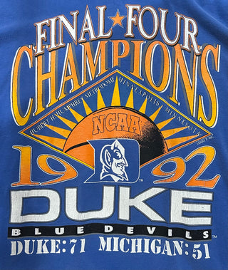 1992 Duke Nationa Champions Tshirt Sz L