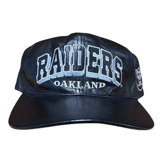 Oakland Raiders Leather Velcroback Hat