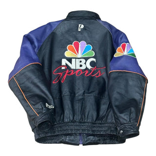 NBC Sports Leather Jacket Sz L