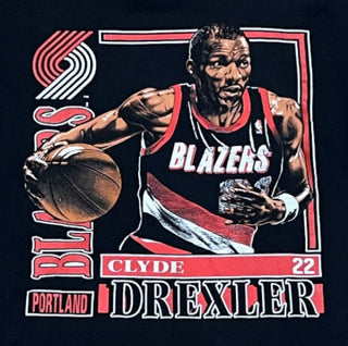 Portland Trailblazers Clyde Drexler Trading Card Tshirt Sz XL