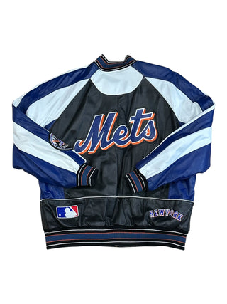 New York Mets TriColor Leahtwr Jacket Sz L