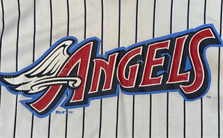 Anaheim Angels Pinstripe Jersey Tshirt Sz XL