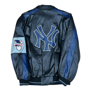 New York Yankees Leather Bomber Jacket Sz L