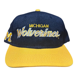 Michigan Wolverines Double Line Two Tone Script SnapBack