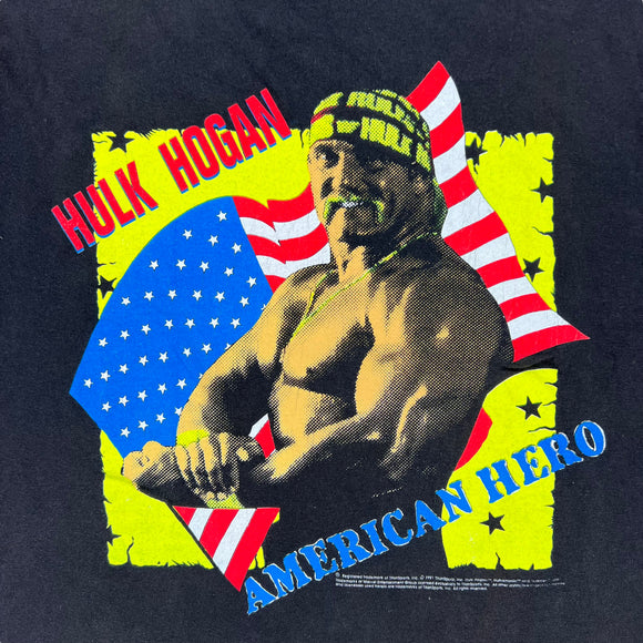 1991 WWF Hulk Hogan American Hero wrestling tee size M