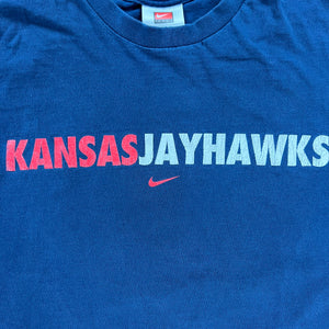 Y2K Nike center swoosh Kansas Jayhawks KU t shirt size M