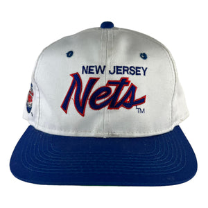 90s Sports Specialties New Jersey Nets double line script twill snap back hat