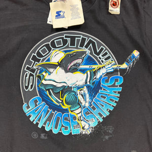 90s Starter Shooting San Jose Sharks NHL t shirt size M