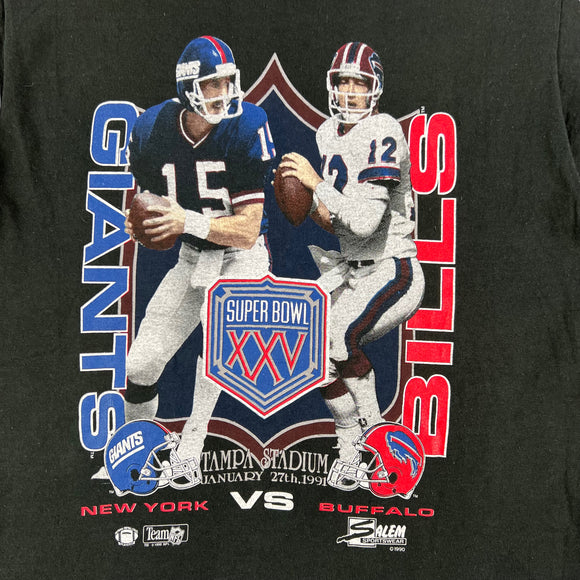 1991 Salem New York Giants Buffalo Bills Super Bowl XXV tee size L